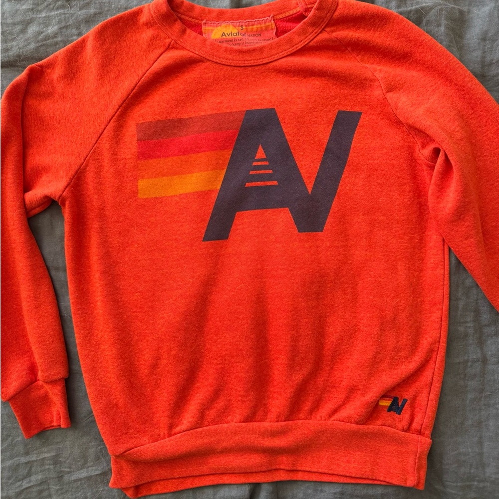 Aviator Nation Logo Sweatshirt - Orange - Unisex Sm